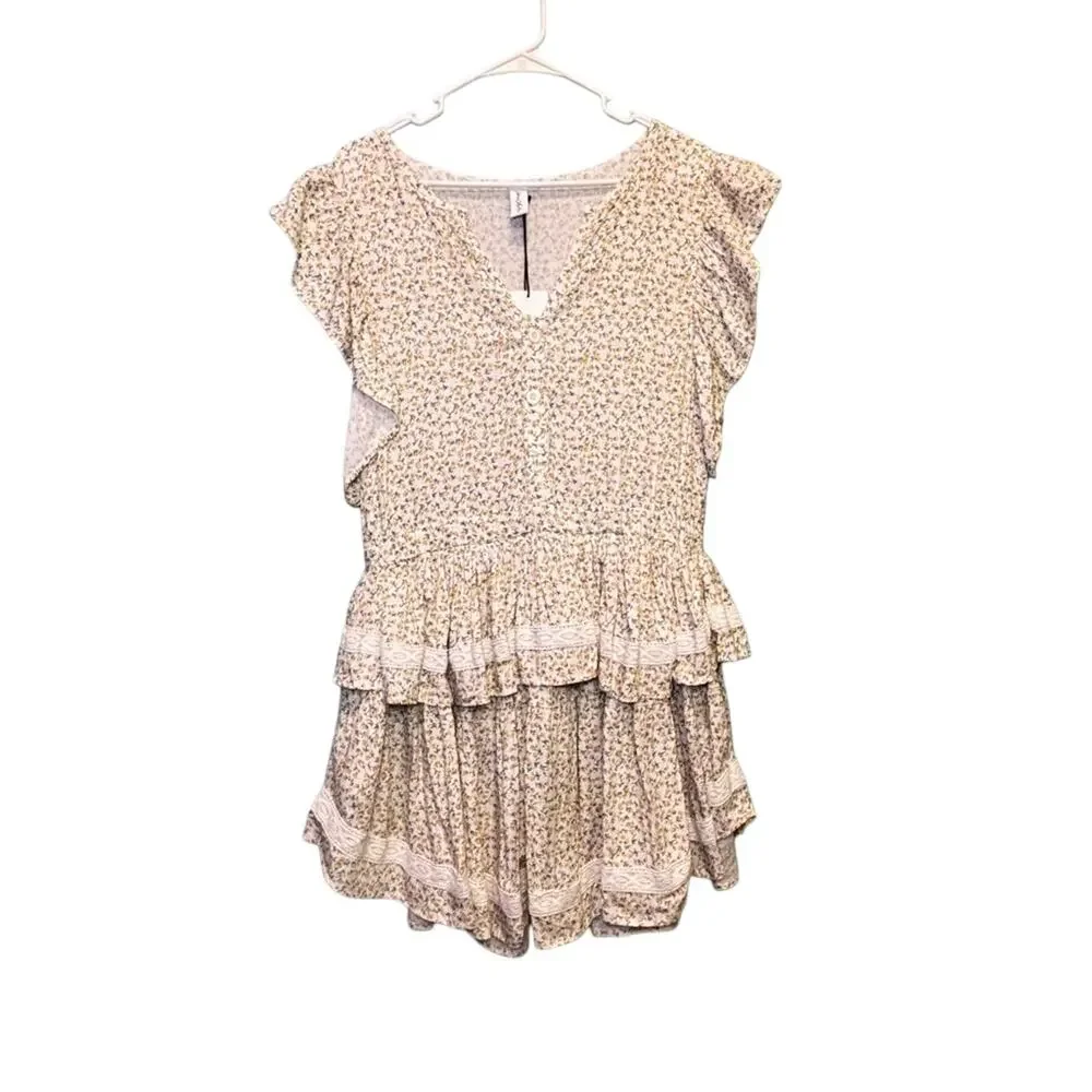 Women's Sokoe Collective White Yellow Floral Ruffle Cottagecore Prairie Dress M - Picture 1 of 11